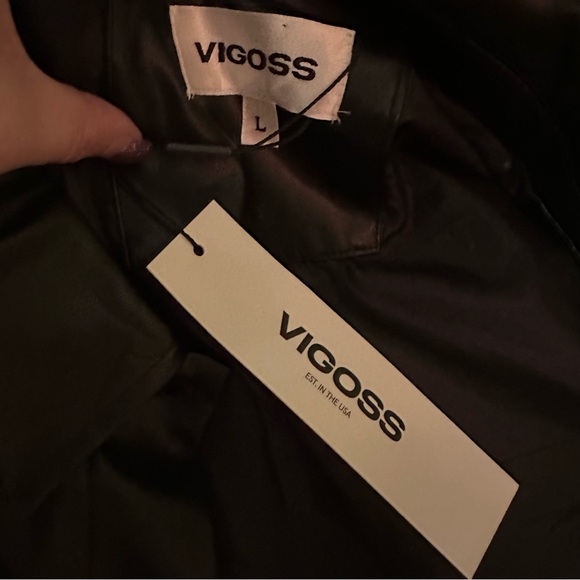 NWT Vigoss Black Faux Leather Moto Grunge Rave Bikercore Jacket - Size Large - Picture 4 of 4